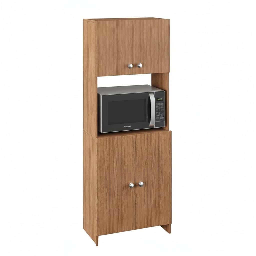 Geepex Engineered Wood Kitchen Storage Cabinet for Microwave with Closed Storage (Exotic Teak) - right_view