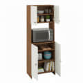 Geepex Engineered Wood Kitchen Storage Cabinet for Microwave with Closed Storage (Exotic Teak & White) - front_view