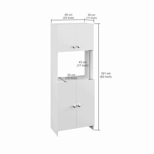 Geepex Engineered Wood Kitchen Storage Cabinet for Microwave with Closed Storage (Exotic Teak & White)
