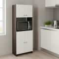Geepex Engineered Wood Kitchen Storage Cabinet for Microwave with Closed Storage (Wenge & White) - photo