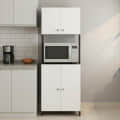 Geepex Engineered Wood Kitchen Storage Cabinet for Microwave with Closed Storage (Wenge & White) - front_view