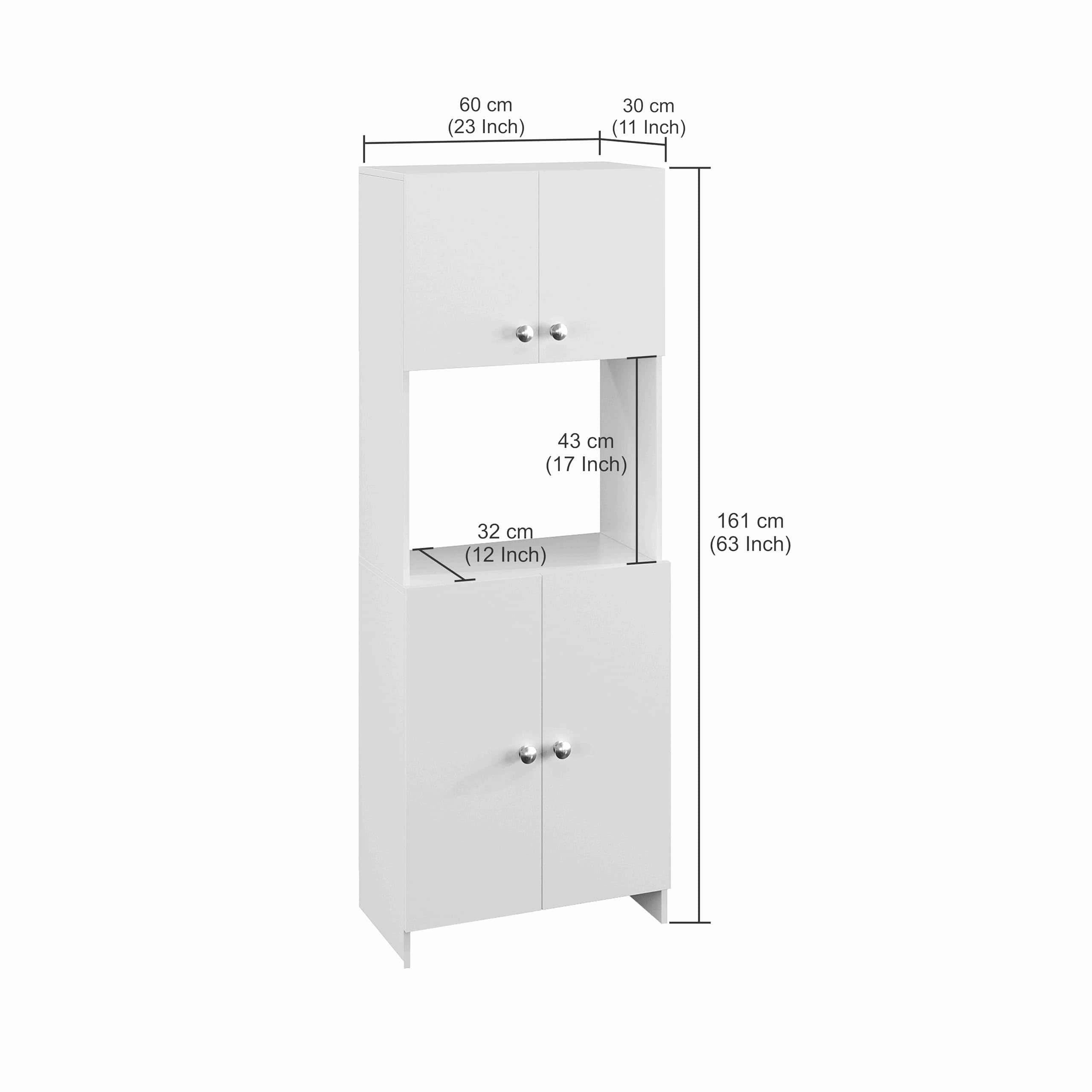 Geepex Engineered Wood Kitchen Storage Cabinet for Microwave with Closed Storage (Wenge & White) - rear_view
