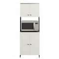 Geepex Engineered Wood Kitchen Storage Cabinet for Microwave with Closed Storage (Wenge & White) - left_view