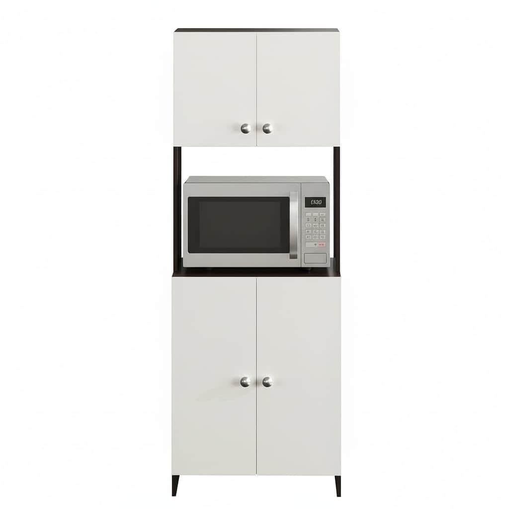 Geepex Engineered Wood Kitchen Storage Cabinet for Microwave with Closed Storage (Wenge & White) - left_view