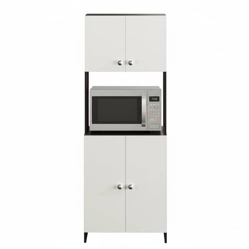 Geepex Engineered Wood Kitchen Storage Cabinet for Microwave with Closed Storage (Wenge & White)