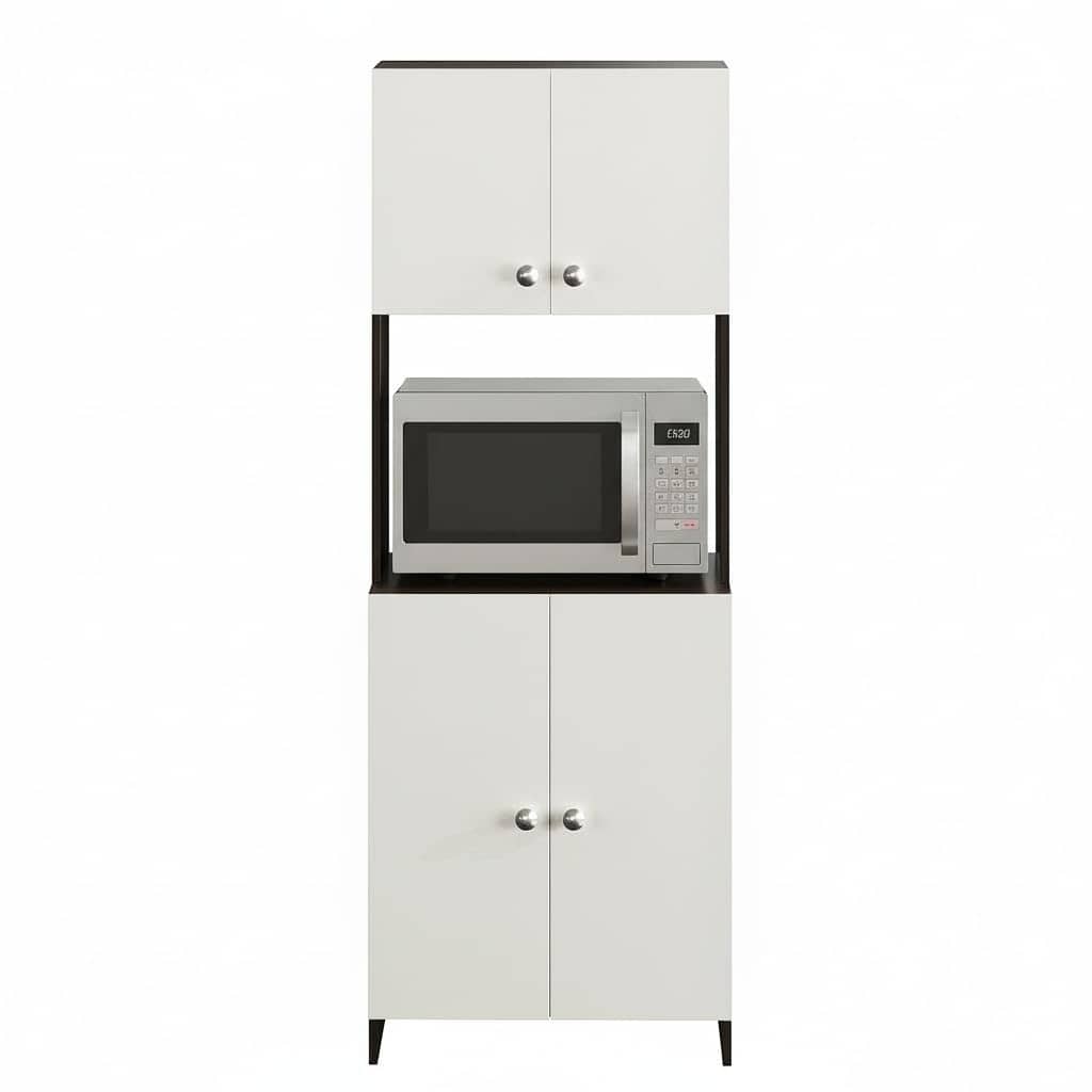 Geepex Engineered Wood Kitchen Storage Cabinet for Microwave with Closed Storage (Wenge & White)