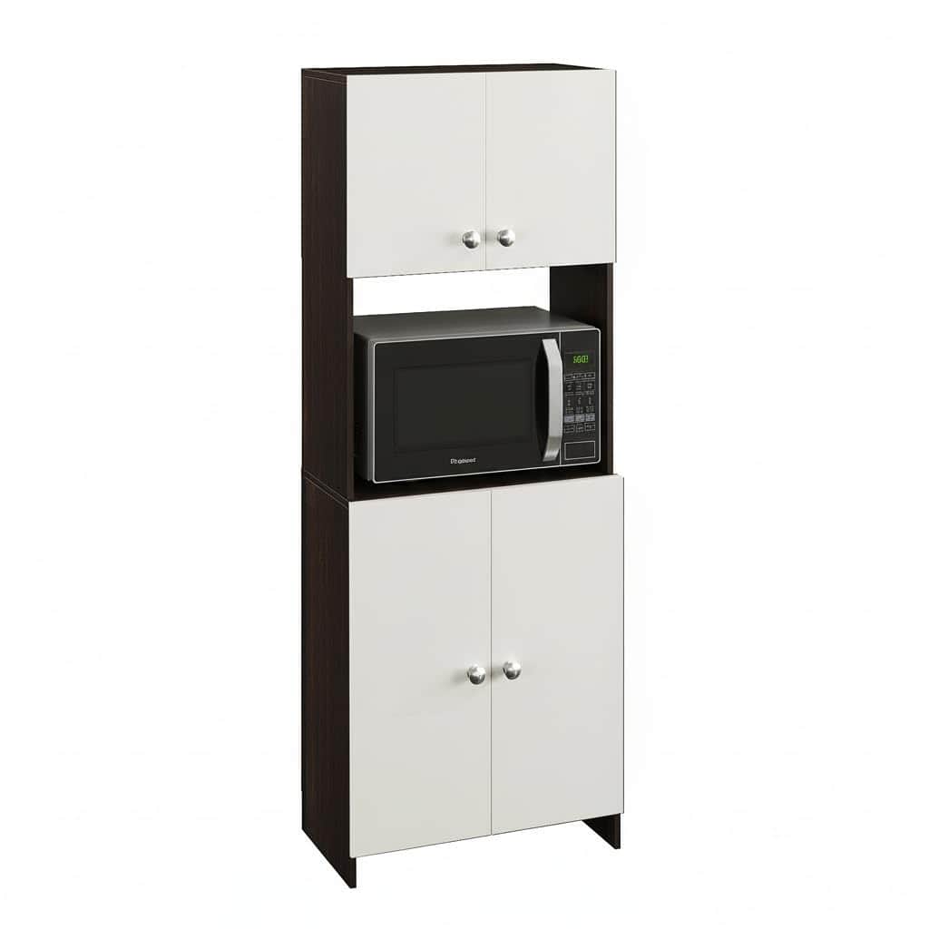 Geepex Engineered Wood Kitchen Storage Cabinet for Microwave with Closed Storage (Wenge & White) - right_view