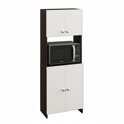 Geepex Engineered Wood Kitchen Storage Cabinet for Microwave with Closed Storage (Wenge & White)