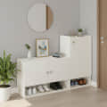 Sinala Engineered Wood Shoe Rack with Doors & Open Shelves (White) - photo