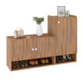 Sinala Engineered Wood Shoe Rack with Doors & Open Shelves (Exotic Teak) - left_view