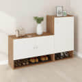 Sinala Engineered Wood Shoe Rack with Doors & Open Shelves |(Exotic Teak & White) - photo
