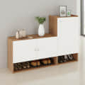 Sinala Engineered Wood Shoe Rack with Doors & Open Shelves |(Exotic Teak & White) - front_view