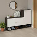Sinala  Engineered Wood Shoe Rack with Doors & Open Shelves (Wenge & White) - photo