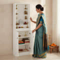 Adya Engineered Wood Pooja Mandir for Home with Storage | White Finish - photo