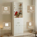 Adya Engineered Wood Pooja Mandir for Home with Storage | White Finish - front_view
