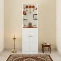 Adya Engineered Wood Pooja Mandir for Home with Storage | White Finish - top_view