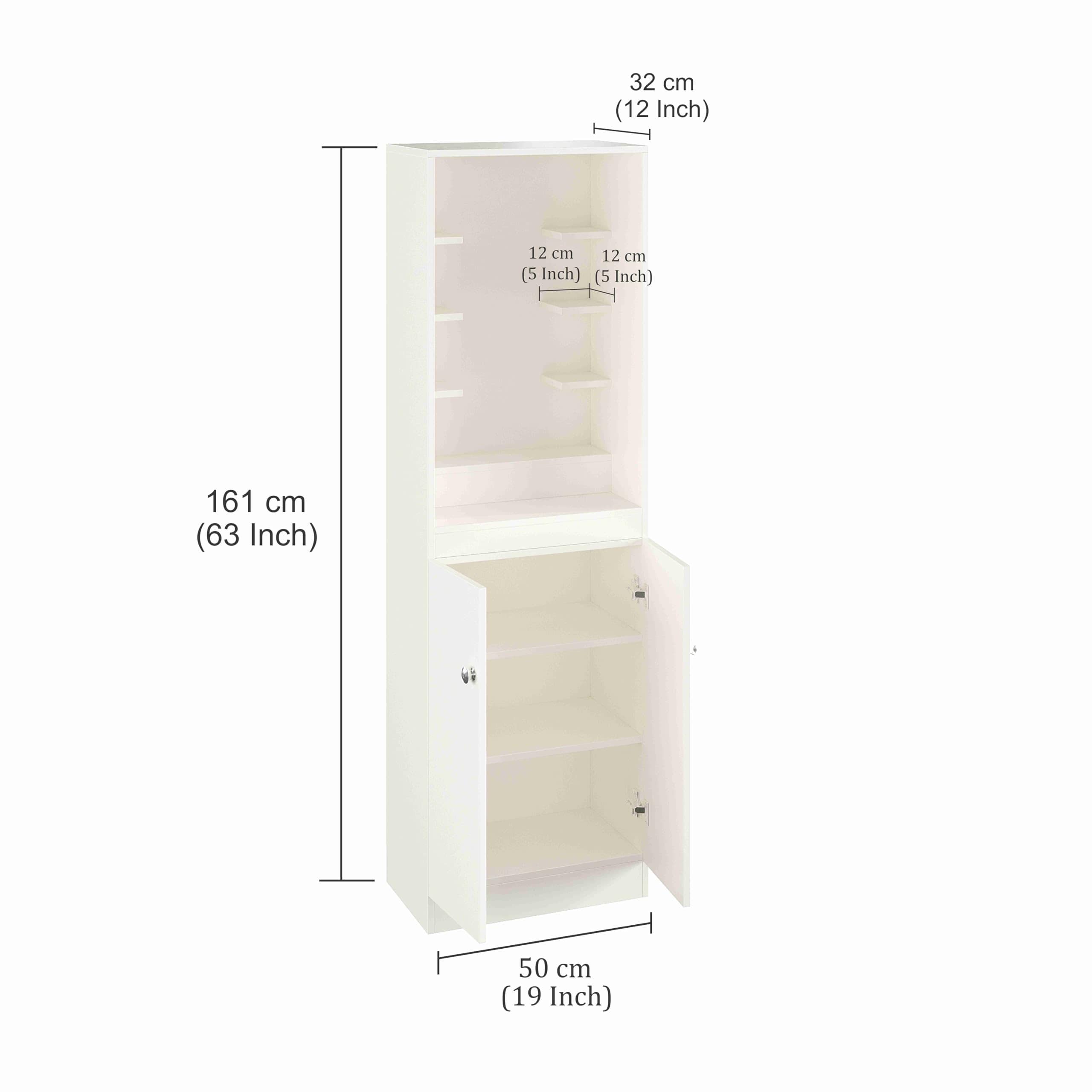 Adya Engineered Wood Pooja Mandir for Home with Storage | White Finish