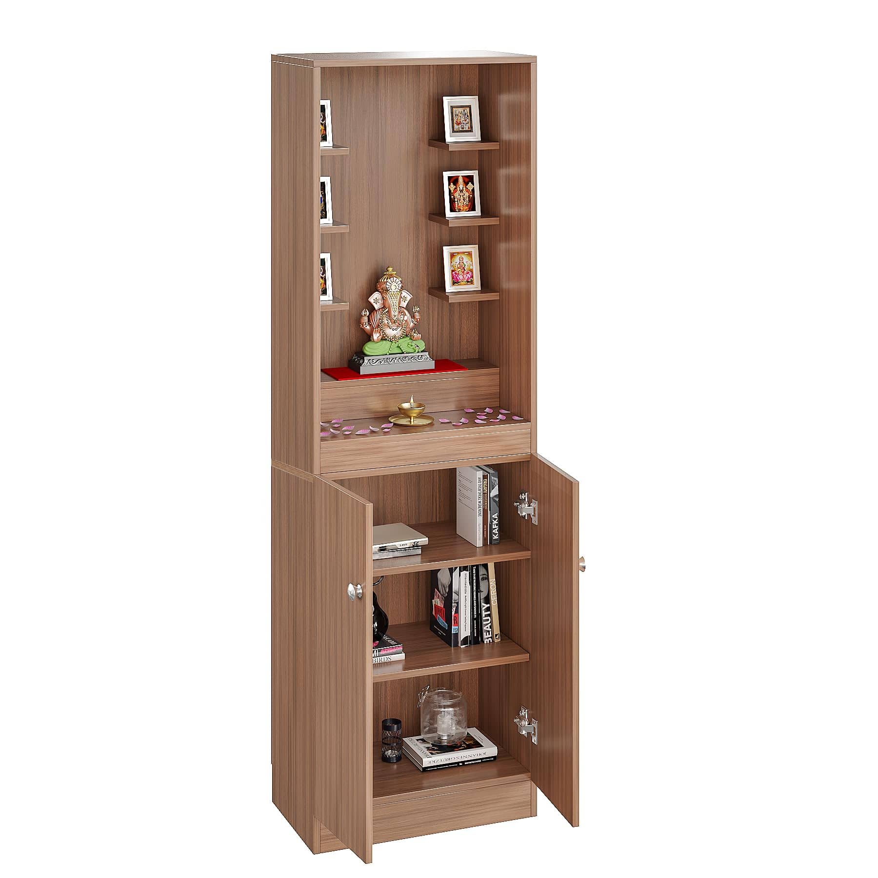 Adya Big Size Temple for Home with Storage Cabinet (DIY - Exotic Teak Finish)