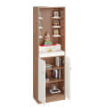 Adya Engineered Wood Pooja Mandir for Home with Shelf & Cabinet | Exotic Teak & White - left_view