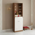 Adya Engineered Wood Pooja Mandir for Home with Shelf & Cabinet | Exotic Teak & White - right_view