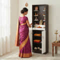 Adya Engineered Wood Pooja Mandir for Home with with Shelf & Cabinet | Wenge White Finish - photo