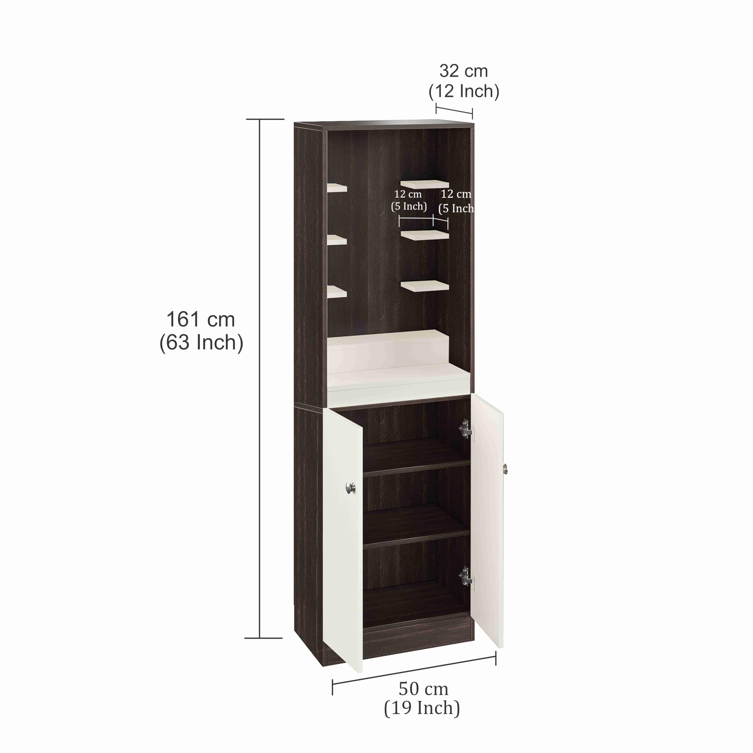 Adya Engineered Wood Pooja Mandir for Home with with Shelf & Cabinet | Wenge White Finish