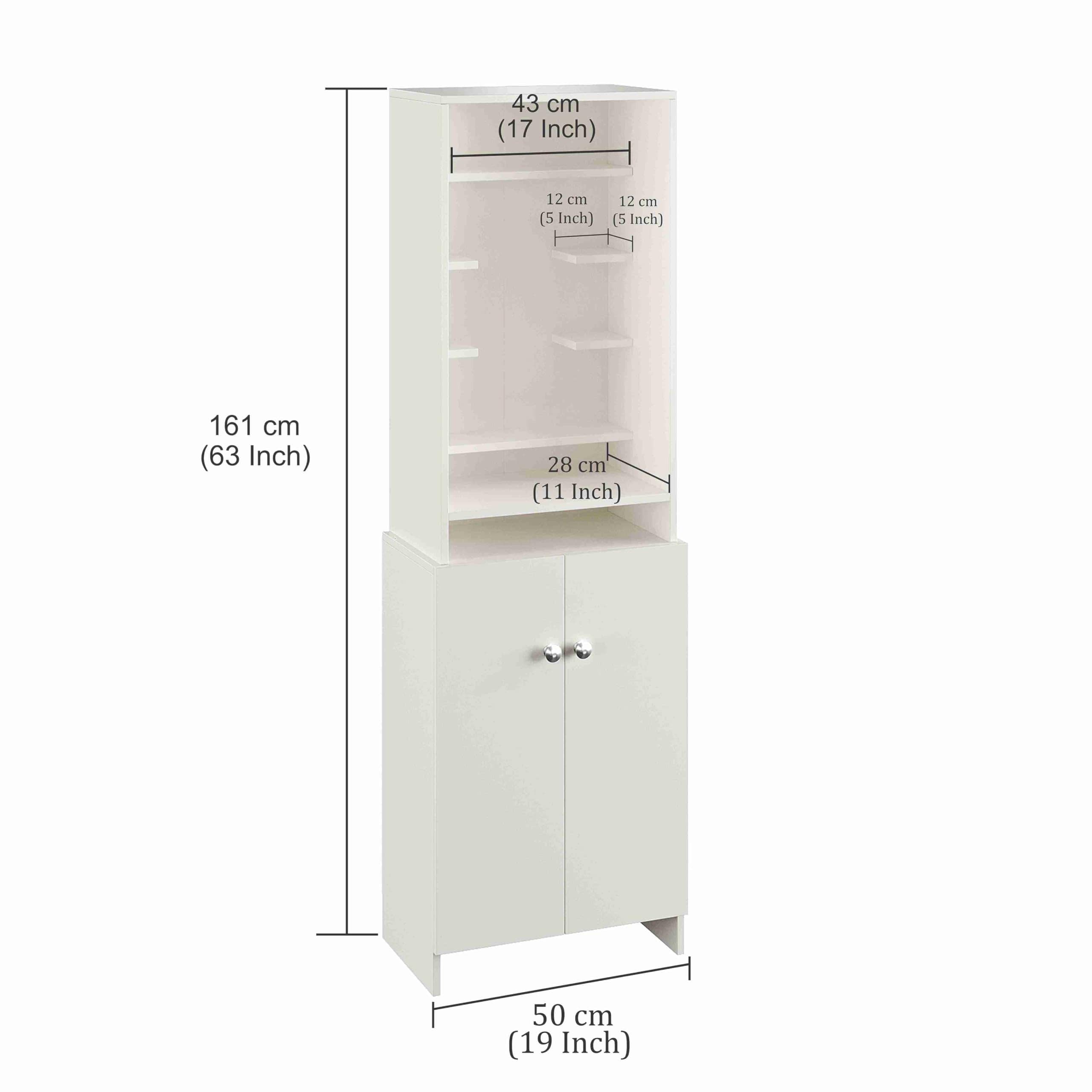Shrisha Engineered Wood Pooja Mandir for Home with Spacious Storage | Frosty White Finish