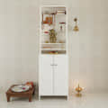 Shrisha Engineered Wood Pooja Mandir for Home with Spacious Storage | Frosty White Finish - left_view