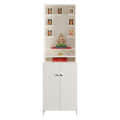 Shrisha Engineered Wood Pooja Mandir for Home with Spacious Storage | Frosty White Finish - right_view