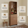 Shrisha Engineered Wood Pooja Mandir for Home | Modern Design Temple for Home & Office | Puja Stand Shelf | Puja Rack, Exotic Teak Finish, 161x50x28 cm - top_view