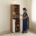 Shrisha Wooden Pooja Mandir for Home with Spacious Storage | Exotic Teak & White Finish - photo