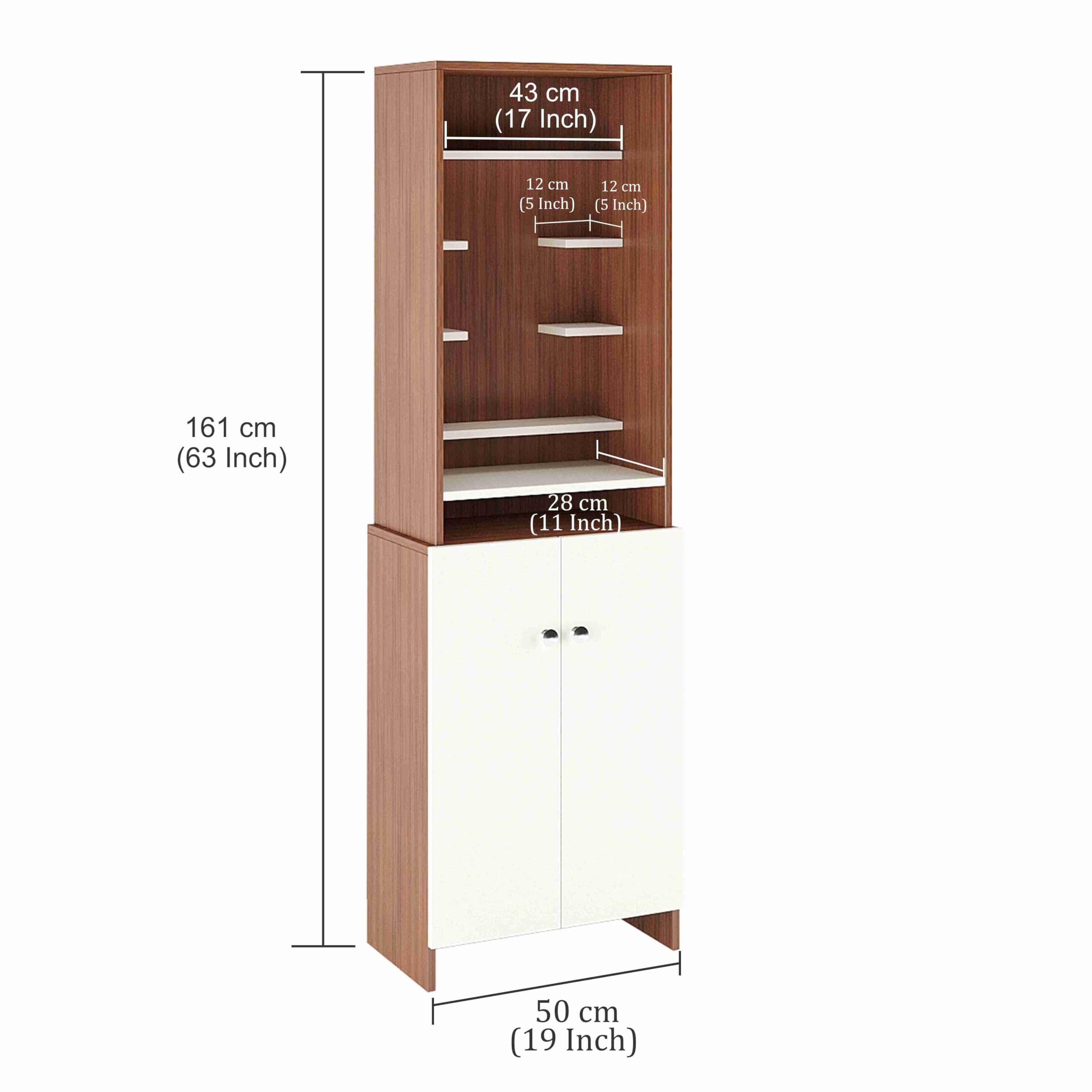 Shrisha Wooden Pooja Mandir for Home with Spacious Storage | Exotic Teak & White Finish