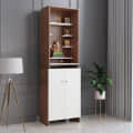 Shrisha Wooden Pooja Mandir for Home with Spacious Storage | Exotic Teak & White Finish - left_view