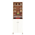 Shrisha Wooden Pooja Mandir for Home with Spacious Storage | Exotic Teak & White Finish - right_view