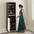 Shrisha Engineered Wood Pooja Mandir for Home with Spacious Storage (Wenge & Frosty White Finish) - photo