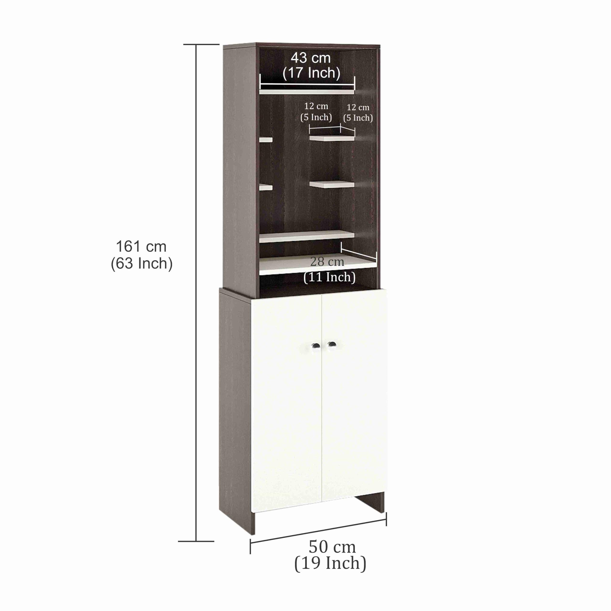 Shrisha Engineered Wood Pooja Mandir for Home with Spacious Storage (Wenge & Frosty White Finish)