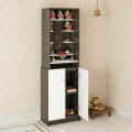 Shrisha Engineered Wood Pooja Mandir for Home with Spacious Storage (Wenge & Frosty White Finish) - left_view