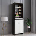 Shrisha Engineered Wood Pooja Mandir for Home with Spacious Storage (Wenge & Frosty White Finish) - right_view