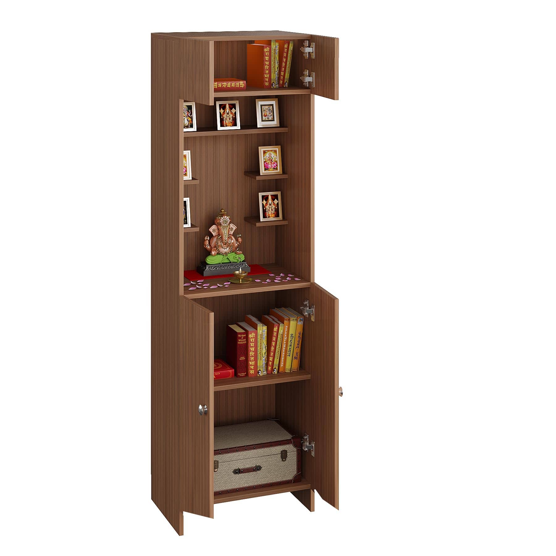 Shivika Engineered Wood Pooja Mandir for Home (Exotic Teak)