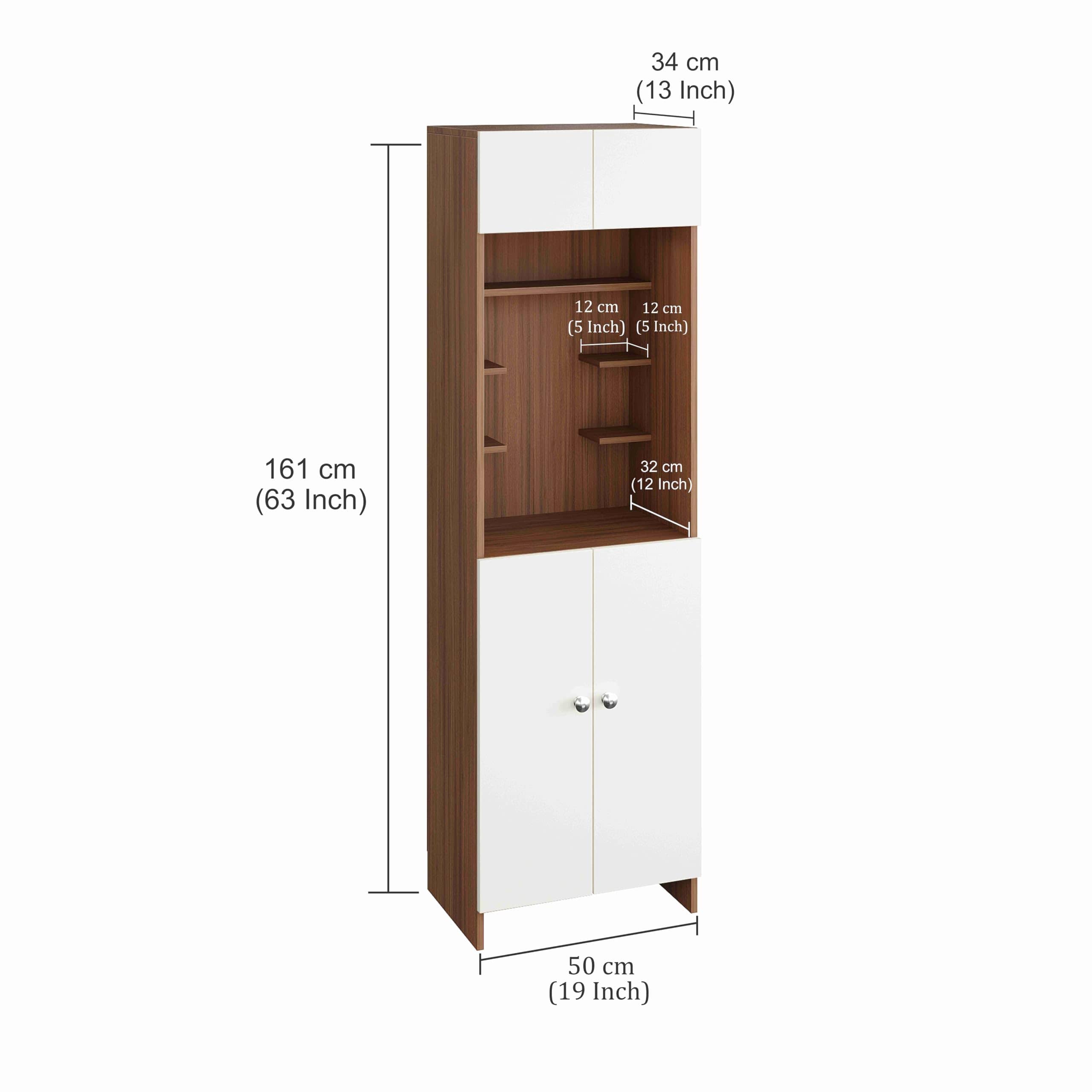 Shivika Engineered Wood Pooja Mandir for Home |(Exotic Teak & White)