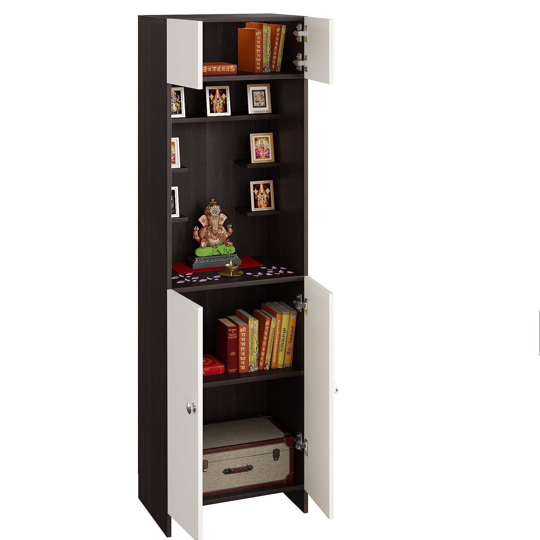 Shivika Engineered Wood Pooja Mandir for Home (Wenge & White)