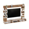 Cabiar Engineered Wood Wall Mount TV Unit with Display Shelves (Exotic Teak & White) - right_view