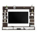 Cabiar Engineered Wood Wall Mount TV Unit with Display Shelves (Wenge & White) - top_view