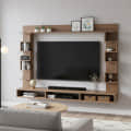 Cabiar Wall Mount TV Unit with Storage Shelves for up to 55 Inch Media Console Cabinet Exotic Teak - front_view
