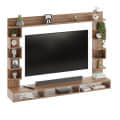 Cabiar Wall Mount TV Unit with Storage Shelves for up to 55 Inch Media Console Cabinet Exotic Teak - left_view