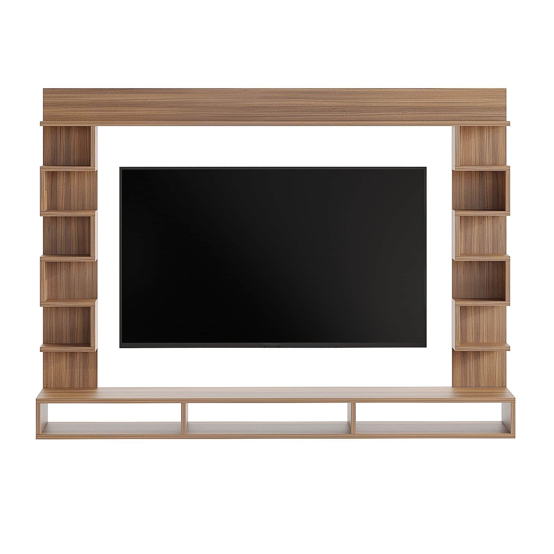 Cabiar Wall Mount TV Unit with Storage Shelves for up to 55 Inch Media Console Cabinet Exotic Teak - right_view