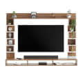 Cabiar Wall Mount TV Unit with Storage Shelves for up to 55 Inch Media Console Cabinet Exotic Teak & White - right_view
