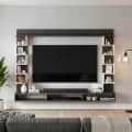 Cabiar Wall Mount TV Unit with Storage Shelves for up to 55 Inch Media Console Cabinet Wenge & White - photo