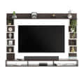 Cabiar Wall Mount TV Unit with Storage Shelves for up to 55 Inch Media Console Cabinet Wenge & White - left_view