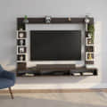 Cabiar Wall Mount TV Unit with Storage Shelves for up to 55 Inch Media Console Cabinet Wenge & White - right_view